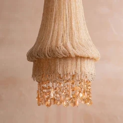 Graham & Green Ceiling Lights & Chandeliers<Adara Peach Beaded Pendant Light