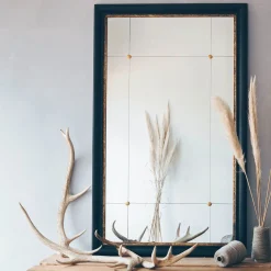 Graham & Green Overmantle Mirrors|Rectangular Mirrors<Alexander Black and Gold Rustic Portrait Mirror