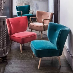 Graham & Green Cocktail Chairs<Alpana Coral Velvet Cocktail Chair