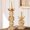 Graham & Green Candle Holders & Candles<Amber Bubble Glass Candle Holders