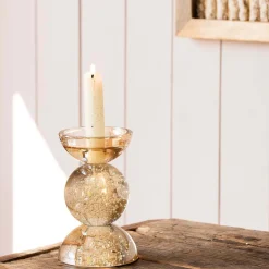 Graham & Green Candle Holders & Candles<Amber Bubble Glass Candle Holders