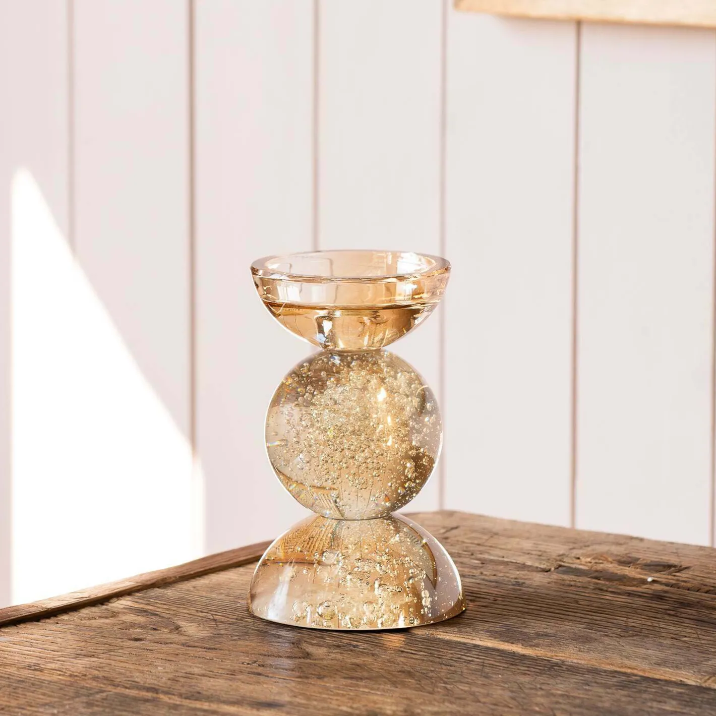 Graham & Green Candle Holders & Candles<Amber Bubble Glass Candle Holders