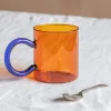 Graham & Green Glassware|Tableware<Amber Glass Mug with Blue Handle