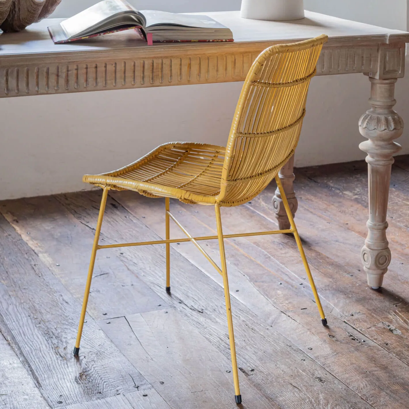Graham & Green Dining Chairs<Ansel Yellow Rattan Chair