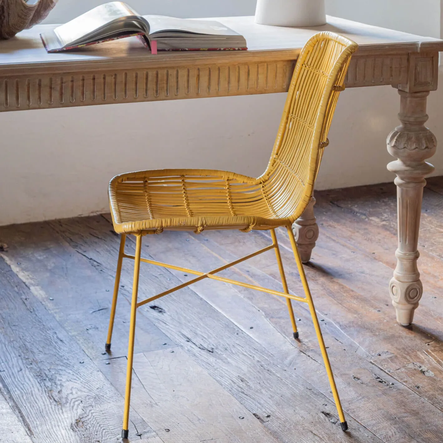 Graham & Green Dining Chairs<Ansel Yellow Rattan Chair
