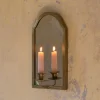 Graham & Green Candle Holders & Candles|Wall Mirrors<Antiqued Brass Wall Mirror with Candle Sconce