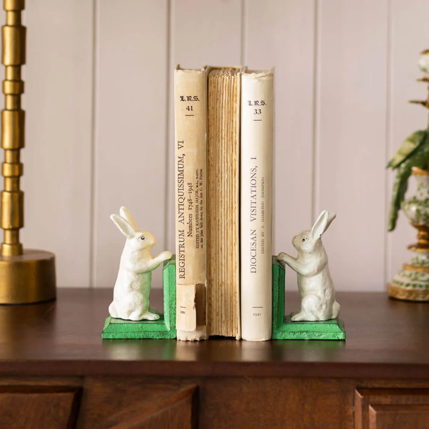 Graham & Green Bookends & Paperweights<Antiqued Cast Iron White Rabbit Bookends