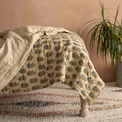 Graham & Green Quilts & Bedding<Antiqued Floral Block Printed Quilts