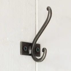 Graham & Green Coat Racks & Hooks<Antiqued Silver Iron Double Wall Hook