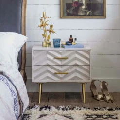 Graham & Green Bedside Tables<Ariella Chevron Large Bedside Table
