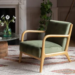 Graham & Green Armchairs<Ashton Moss Green Velvet Armchair