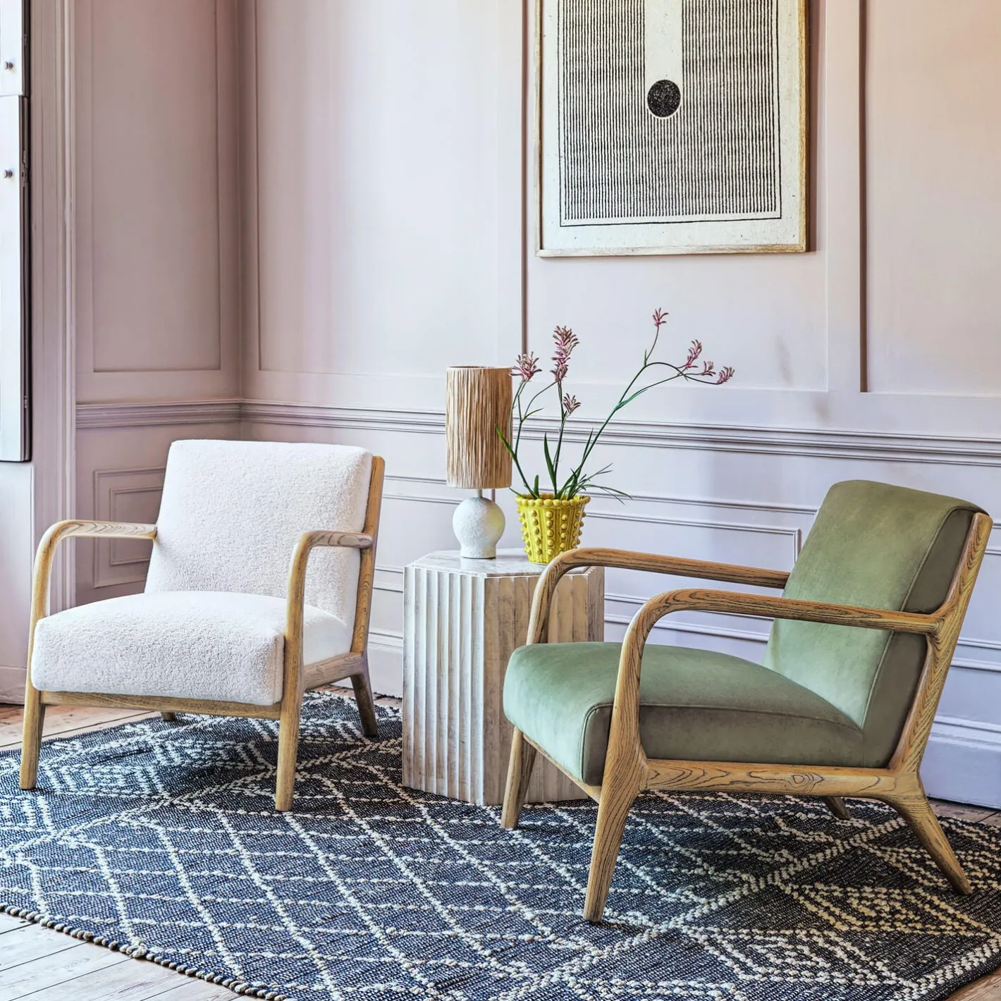 Graham & Green Armchairs<Ashton Moss Green Velvet Armchair