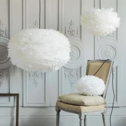 Graham & Green Ceiling Lights & Chandeliers<Aurora White Feather Pendant Shades