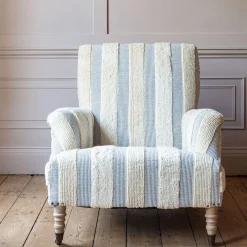 Graham & Green Armchairs<Avree Misty Blue and White Striped Armchair