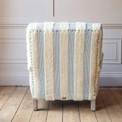 Graham & Green Armchairs<Avree Misty Blue and White Striped Armchair