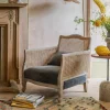 Graham & Green Armchairs<Baylor Grey Velvet and Cane Armchair