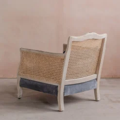 Graham & Green Armchairs<Baylor Grey Velvet and Cane Armchair