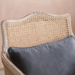 Graham & Green Armchairs<Baylor Grey Velvet and Cane Armchair