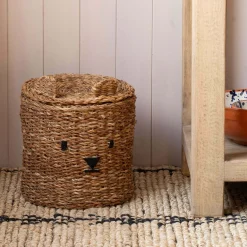 Graham & Green Laundry Baskets<Bear Woven Seagrass Basket with Lid