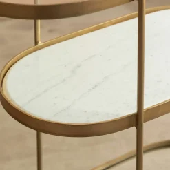 Graham & Green Drinks Trolleys & Bars<Beau Drinks Trolley with White Marble and Glass Shelves