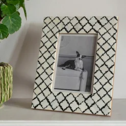 Graham & Green Photo Frames<Black and White Moroccan Print Bone Frame