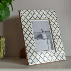 Graham & Green Photo Frames<Black and White Moroccan Print Bone Frame