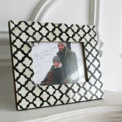 Graham & Green Photo Frames<Black and White Moroccan Print Bone Frame
