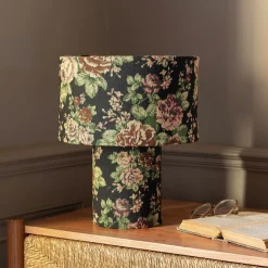 Graham & Green Table Lamps<Black Floral Tapestry Table Lamp