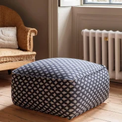Graham & Green Pouffes & Beanbags|Pouffes & Bean Bags<Black Ikat Pouffe