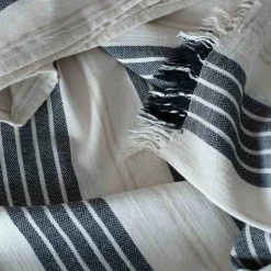 Graham & Green Bathroom Accessories<Black Wide Stripe Turkish Beach Towel Wrap
