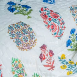 Graham & Green Quilts & Bedding<Bloom Floral Block Printed King Size Quilt