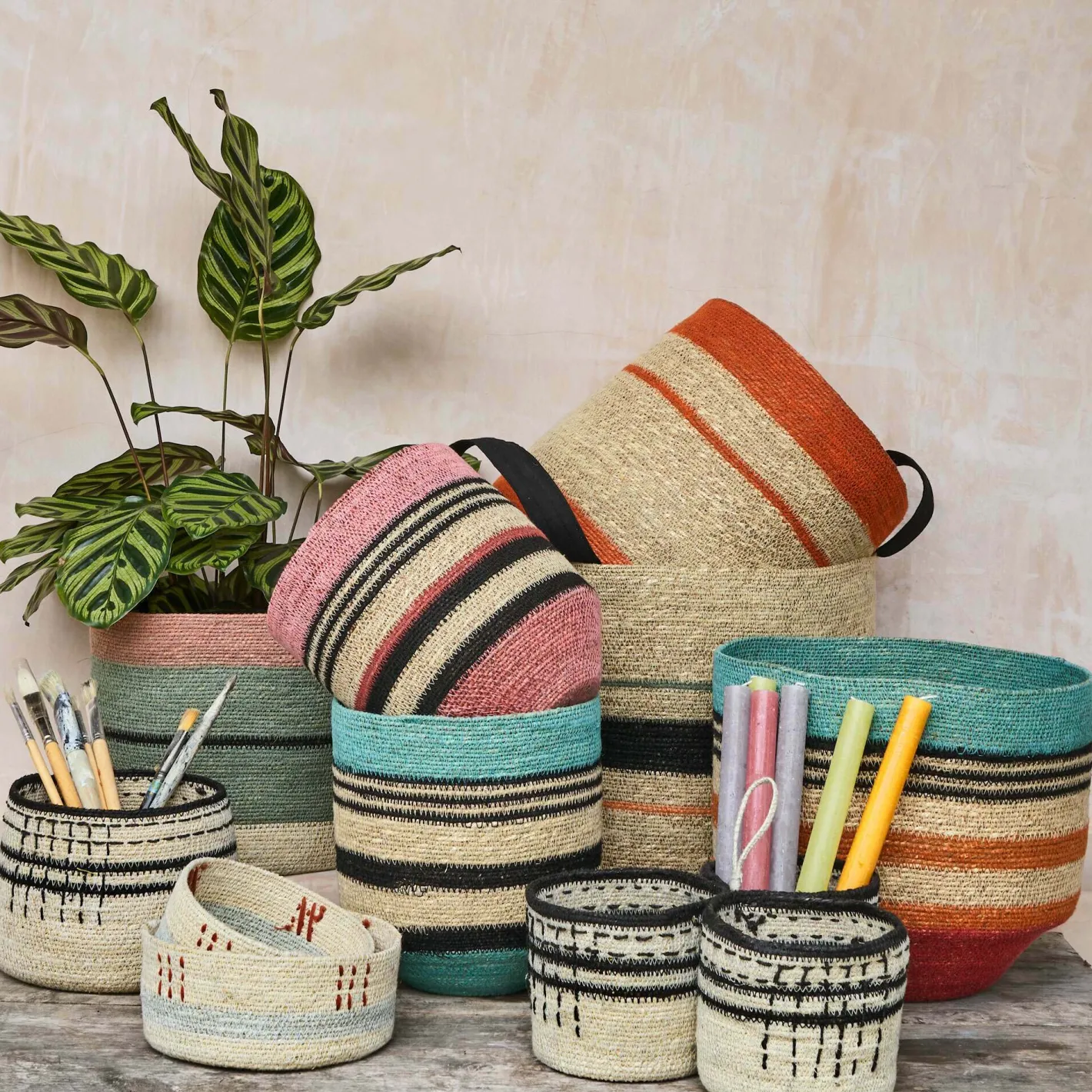 Graham & Green Vases & Plant Pots|Household Storage<Blue and Black Striped Basket