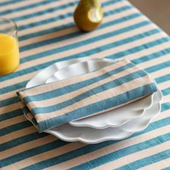 Graham & Green Outdoor Dining|Table Cloths & Napkins<Blue Candy Stripe Napkin