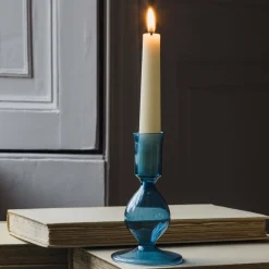 Graham & Green Candle Holders & Candles<Blue Glass Candle Holder