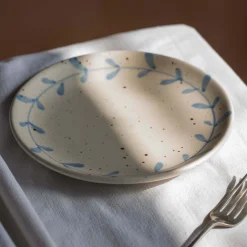 Graham & Green Tableware<Blue Leaves Dessert Plate