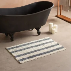 Graham & Green Bath Mats|Bath Mats<Blue Striped Tufted Bath Mat