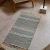 Graham & Green Rugs & Runners<Blue, White & Black Striped Rug 120 x 60cm.