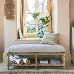Graham & Green Benches & Ottomans|Ottomans & Benches<Bobbin Natural Linen and Ash Bench