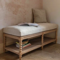 Graham & Green Benches & Ottomans|Ottomans & Benches<Bobbin Natural Linen and Ash Bench