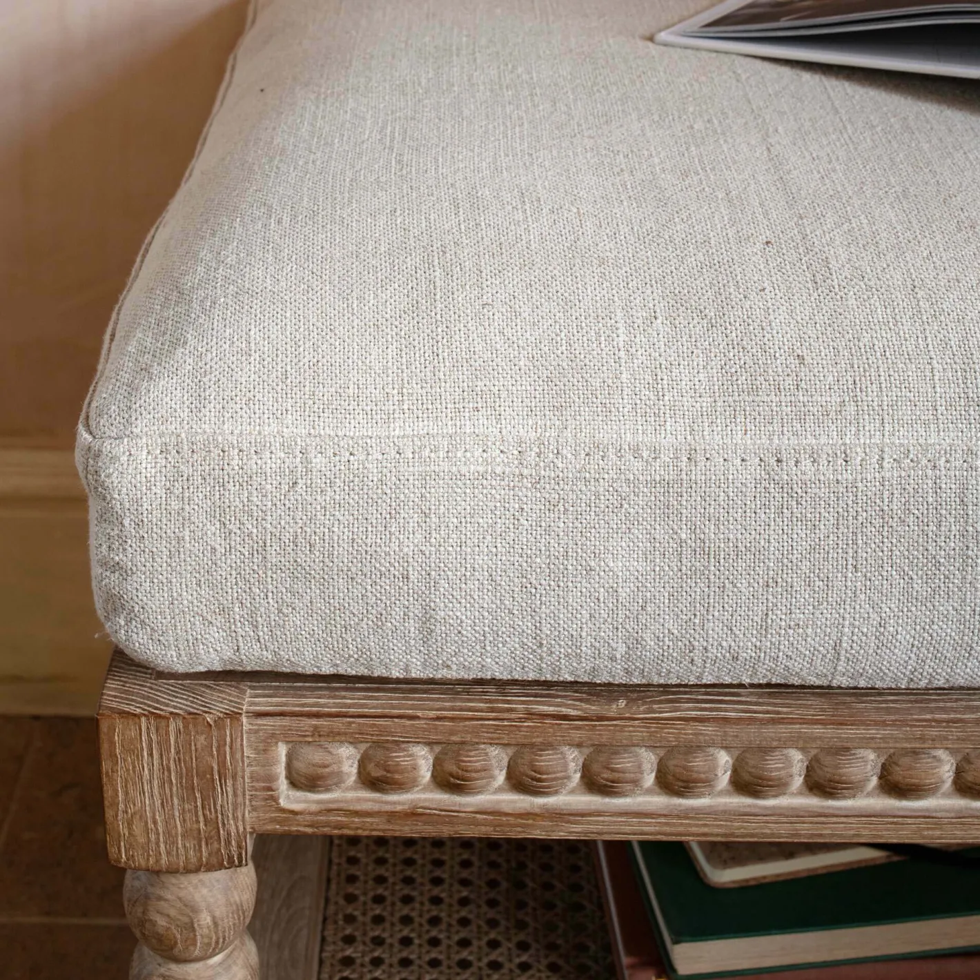 Graham & Green Benches & Ottomans|Ottomans & Benches<Bobbin Natural Linen and Ash Bench