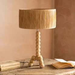 Graham & Green Table Lamps<Bobbin Tripod Natural Wooden Table Lamp