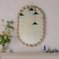 Graham & Green Overmantle Mirrors|Wall Mirrors<Brooklyn Natural Wooden Oval Mirror