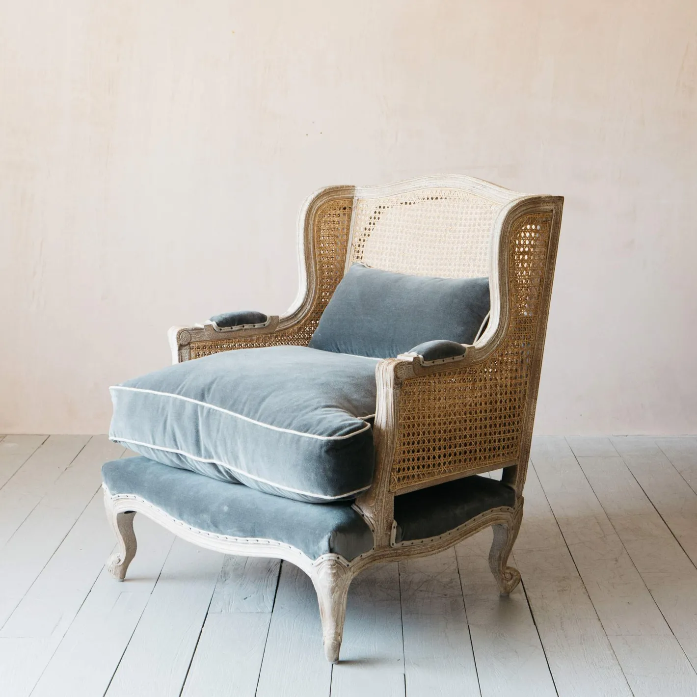 Graham & Green Armchairs<Caden Cane Grey Velvet Armchair