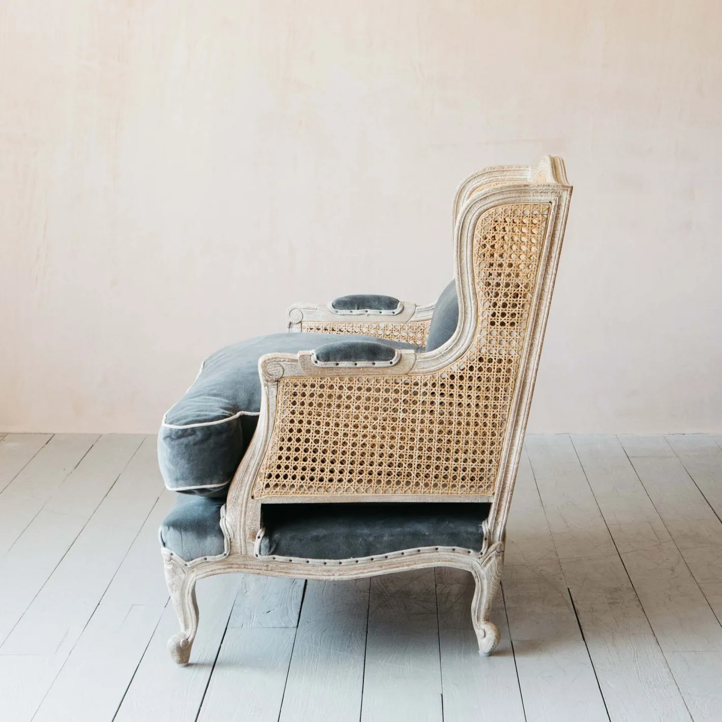 Graham & Green Armchairs<Caden Cane Grey Velvet Armchair