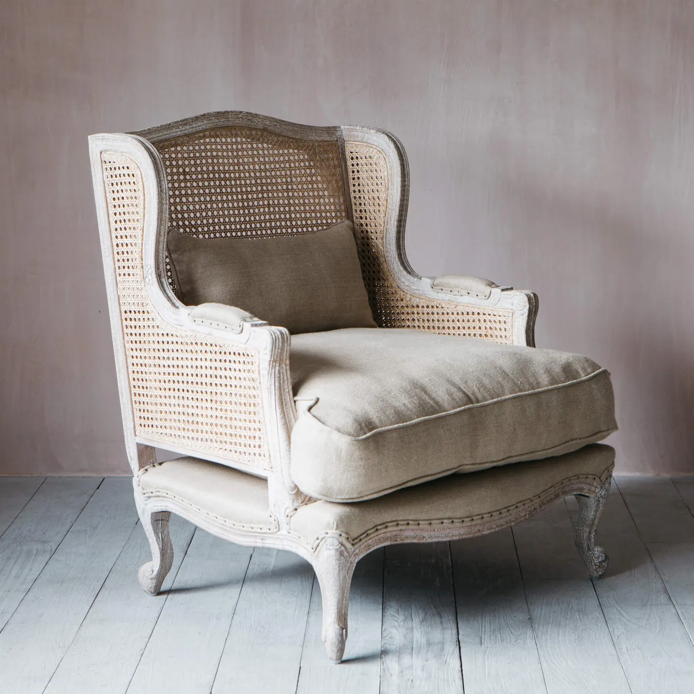 Graham & Green Armchairs<Caden Natural Linen Cane Armchair