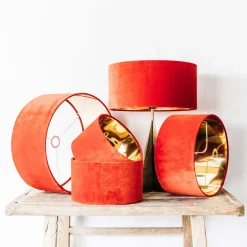 Graham & Green Lamp Shades<Carnelian Velvet Lamp Shades