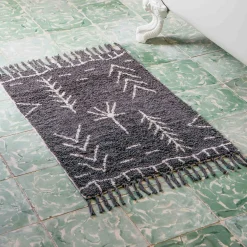 Graham & Green Bath Mats|Bath Mats<Charcoal and White Chevron Bath Mat