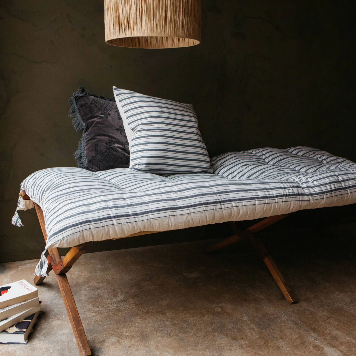 Graham & Green Seat Pads & Bed Rolls|Seat Pads & Bed Rolls<Charcoal Stripe Bed Roll