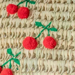 Graham & Green Bags<Cherry Embroidered Basket Tote Bag