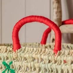 Graham & Green Bags<Cherry Embroidered Basket Tote Bag